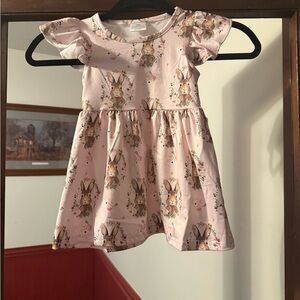 NWT BOUTIQUE Adorable Pink dress with Brown Bunny Print infant Dress
